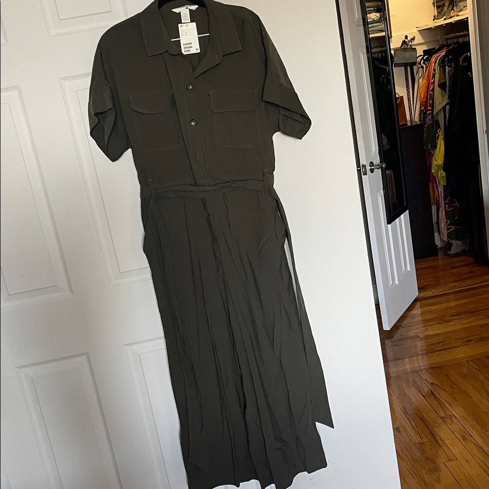 H&M Khaki Button-Up romper